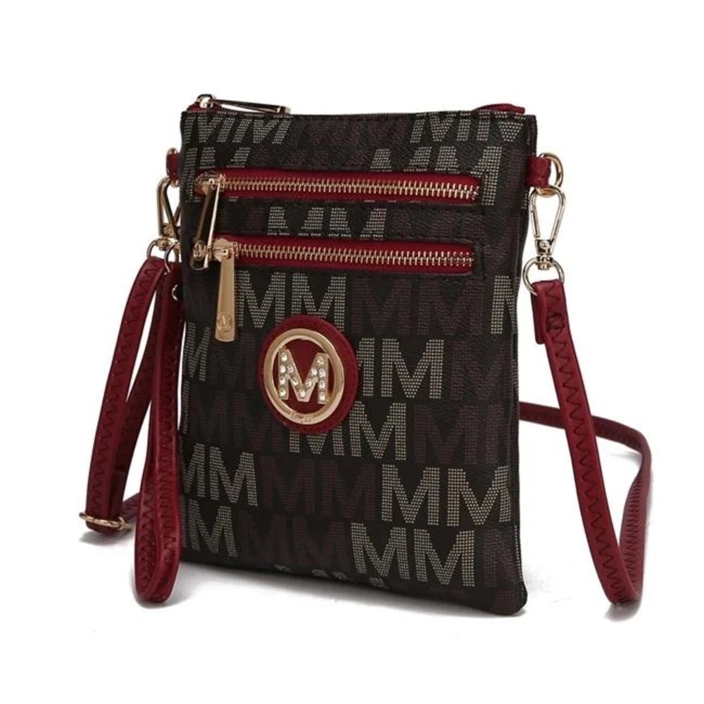 Elegant Red and Black Crossbody Bag
